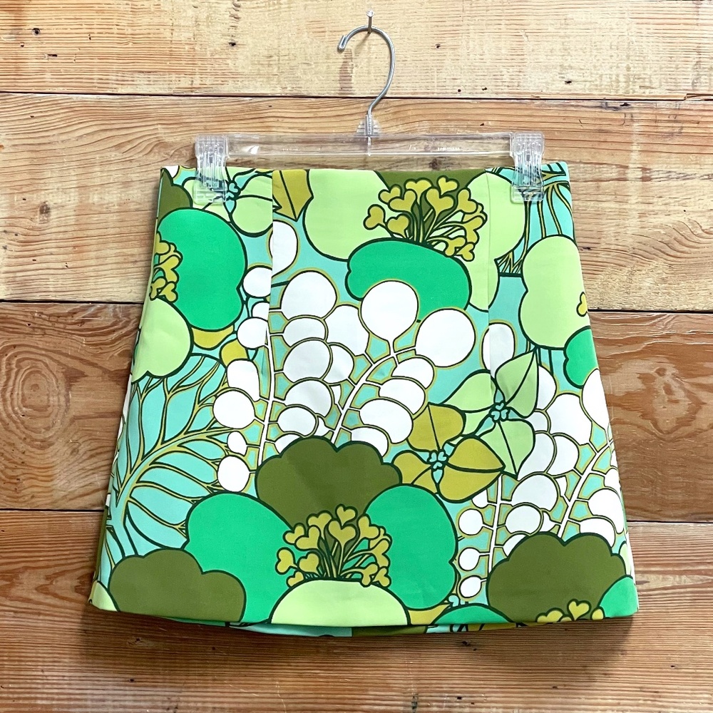 ZARA WOMAN'S FLORAL PRINTED MINI SKIRT GREEN